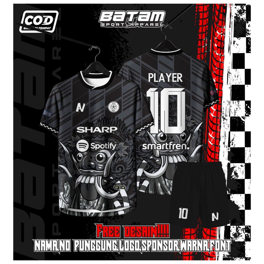 JERSEY FUTSAL / SEPAKBOLA FULL PRINTING BARONG KEREN BEBAS CUSTOM DESIGN FREE NAMA DAN NOMOR PUNGGUN