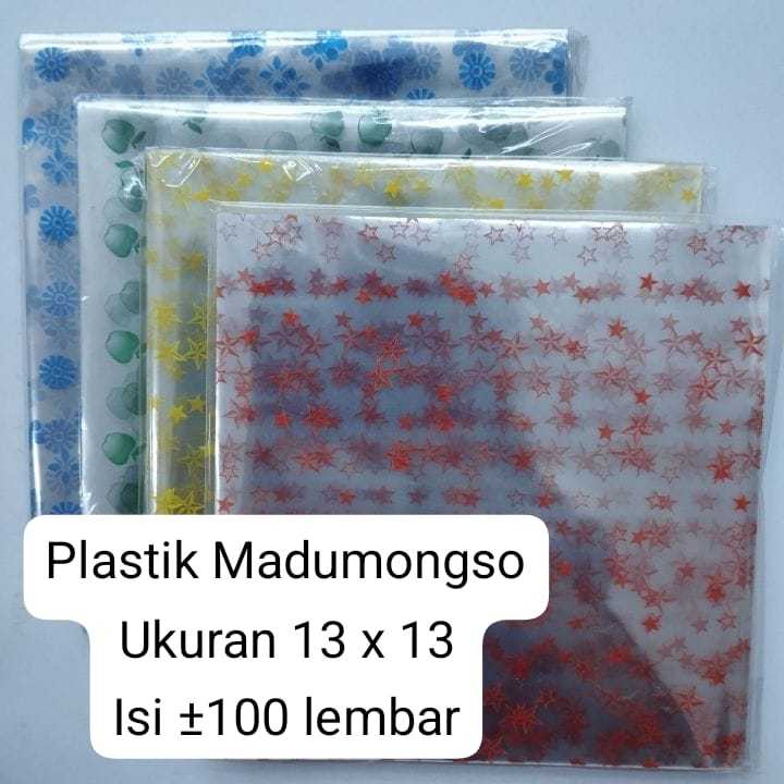 Plastik Madumongso Kaca Potongan Motif 13x13cm 100 Lembar Ukuran Random