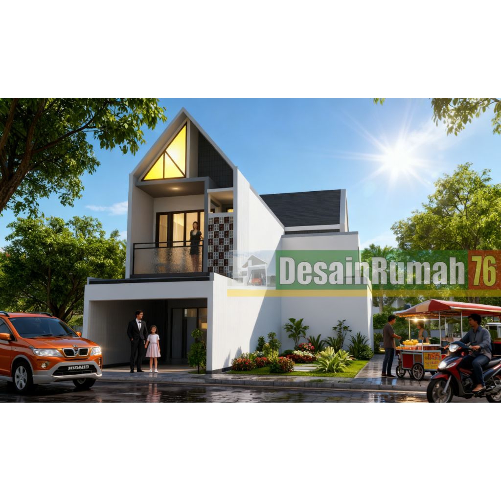 Desain rumah 4x17, rumah minimalis modern, jasa desain rumah 3D + gambar detailnya, rumah minimalis,