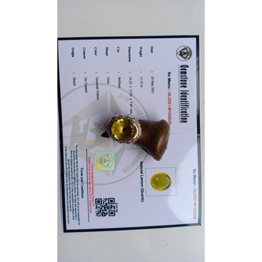 Natural citrine natural lemon quartz lengkap memo GLI garansi natural seumur hidup