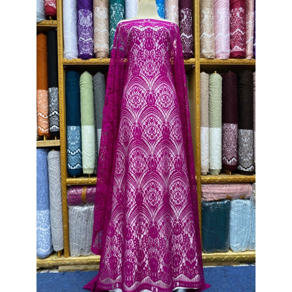 Kain brukat katun fuldal bakal kebaya brukat semi francis