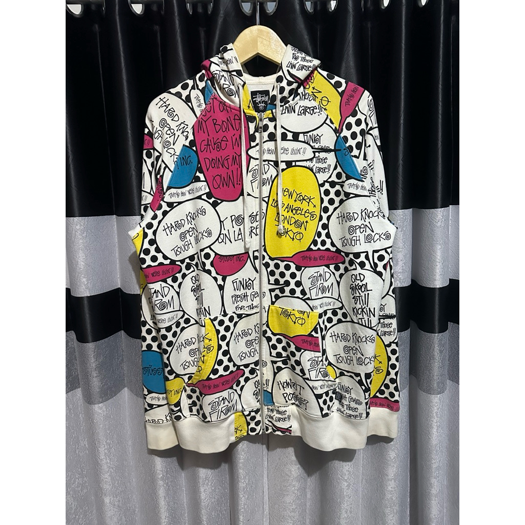 vintage stussy buble zip hoodie