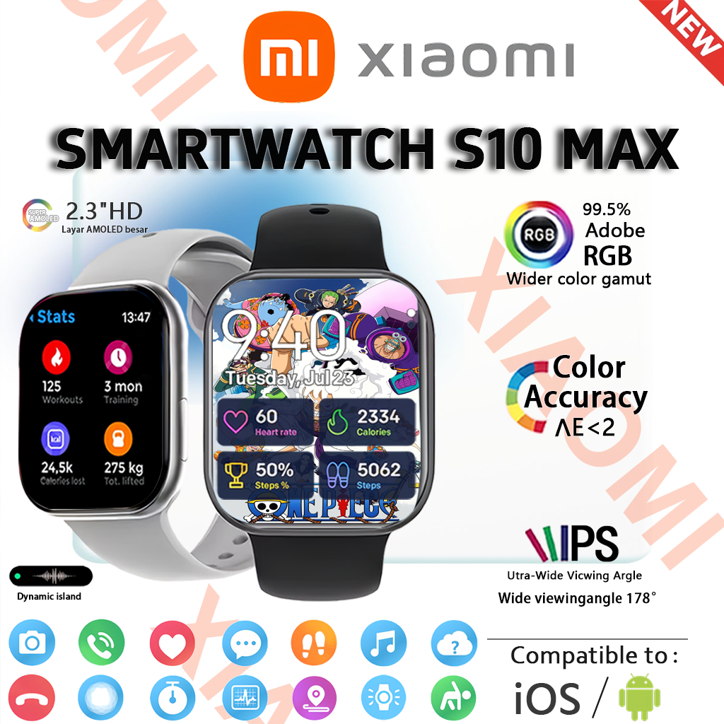 [BARU]Xiaomi SmartWatch 10 PRO MAX Waterproof Bluetooth Call Jam Smartwatch Wanita Pria Monitor Deta