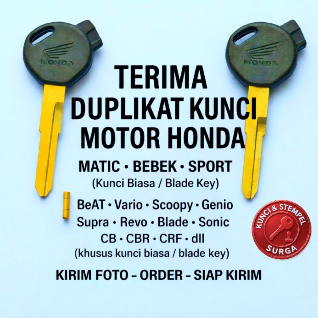 Duplikat Kunci Online | Kunci Motor Honda |  Vario 125 | Vario 110 Lama & Baru | Beat Lama & baru | 