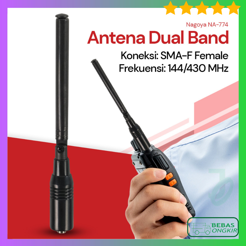 NAGOYA Antena HT Walkie Talkie Telescopic Dual Band UHF VHF 144/430 MHz SMA-F NA-774 Sinyal Kuat
