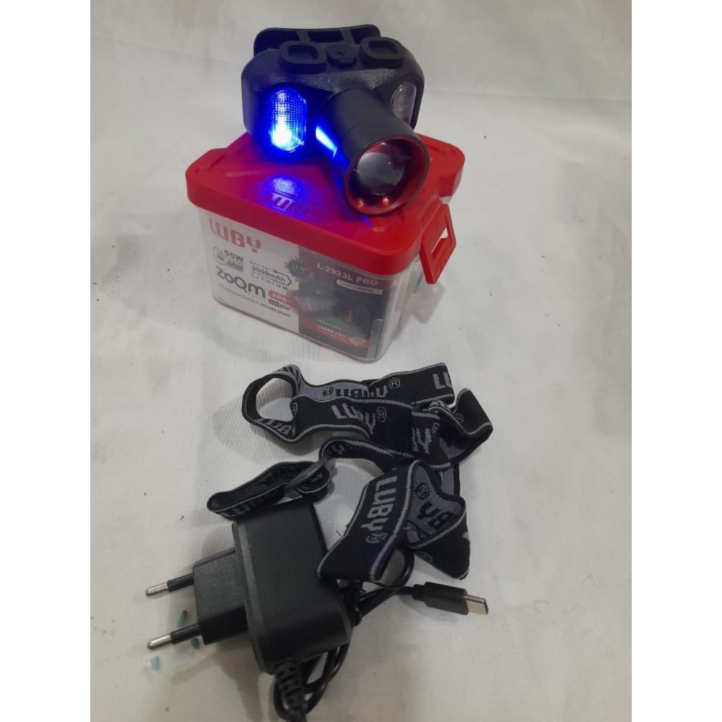 Senter kepala 55 watt L 2923L zoomCahaya putihMerk  luby
