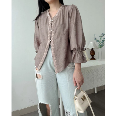 KANON - Ezra Kebaya Blouse - Blouse kebaya modern motif bordir bunga - READY