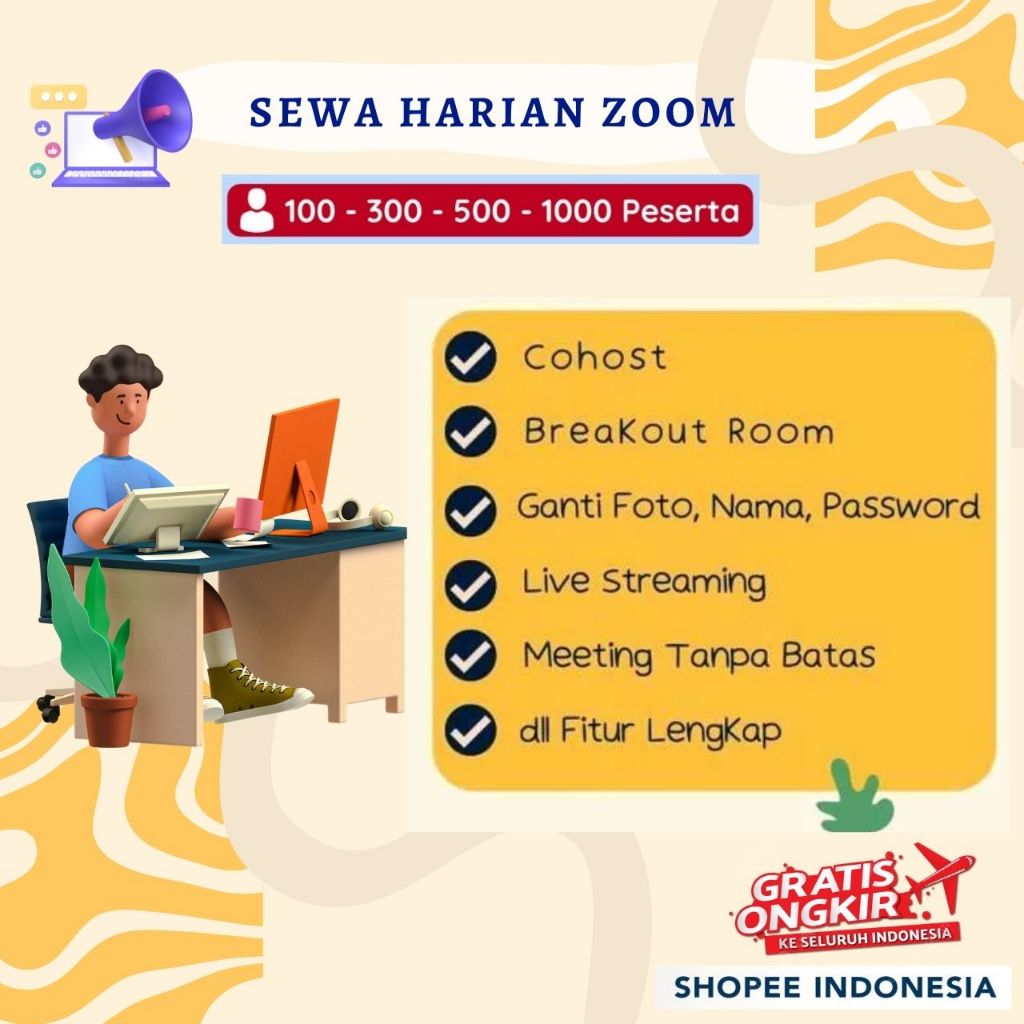 Sewa Zoom Harian  100 300 500 Peserta Unlimited Garansi