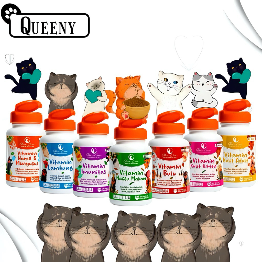 Olive Care VITAMIN Kucing. Bulu, Nafsu Makan, Imunitas, Lambung, Hamil Menyusui, Kulit Kitten(jamur)