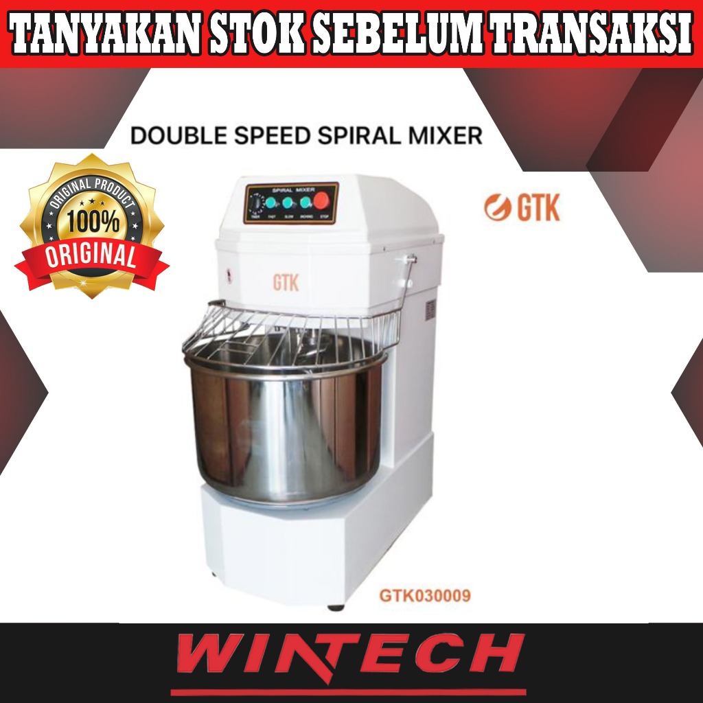 Guataka GTK030009 Double Speed Spiral Mixer 60 L 3 Phase - Mixer Adonan Roti Skala Besar - Mesin Pen