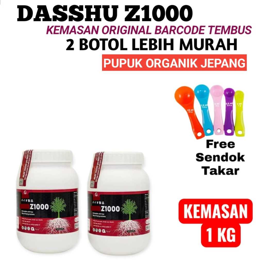 Pupuk Dasshu Z1000 Paket 2 Botol Kemasan 1kg Free Sendok Takar Pupuk Organik Akar Buah dan Bunga