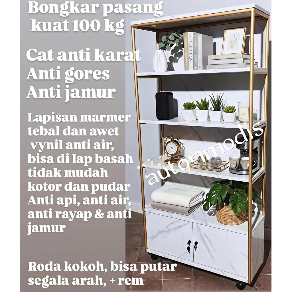 RAK MARMER PUTIH TAHAN RAYAP TAHAN API BISA DI LAP BASAH ATAU ALKOHOL BESI EMAS LEMARI KABINET BUKU 