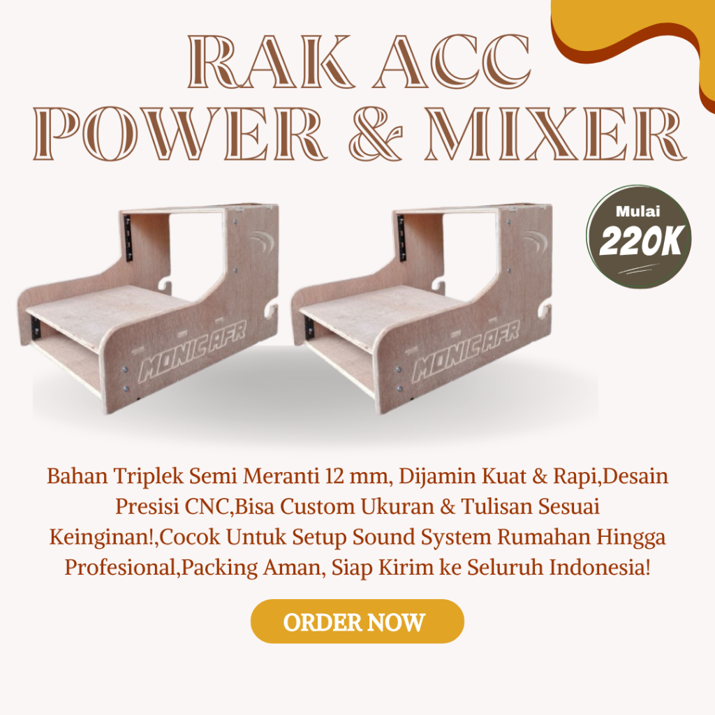 Rak ACC Power & Mixer – Ukuran Bebas Request, Siap Sound System