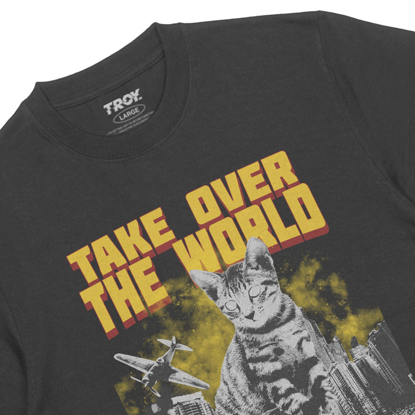 Troy Company T-shirt Dark Grey Cat Disaster - Kaos Lengan Pendek Kaos Abu Gelap MTD 2739
