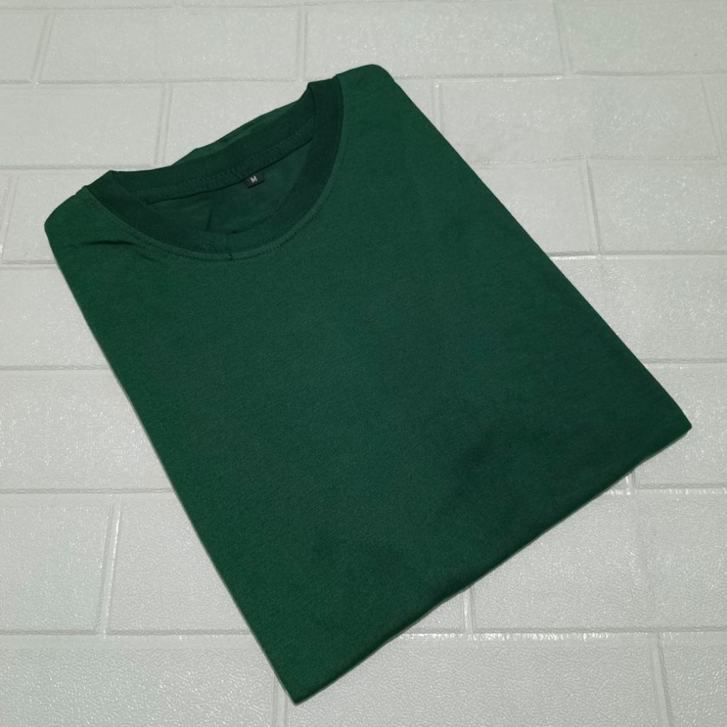 COD Kaos Polos pria wanita lengan pendek warna hijau botol nyaman dan lembut, kaos murah