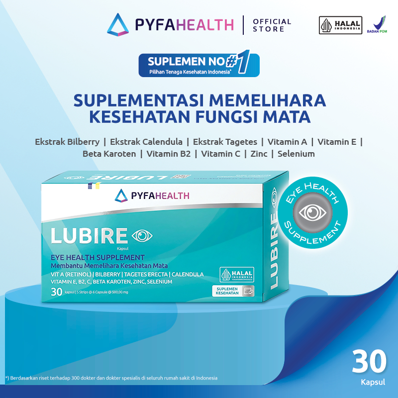 PYRIDAM FARMA LUBIRE 30 KAPSUL - SUPLEMEN MATA, VITAMIN MATA, MEMBANTU FUNGSI PENGLIHATAN, MENGURANG