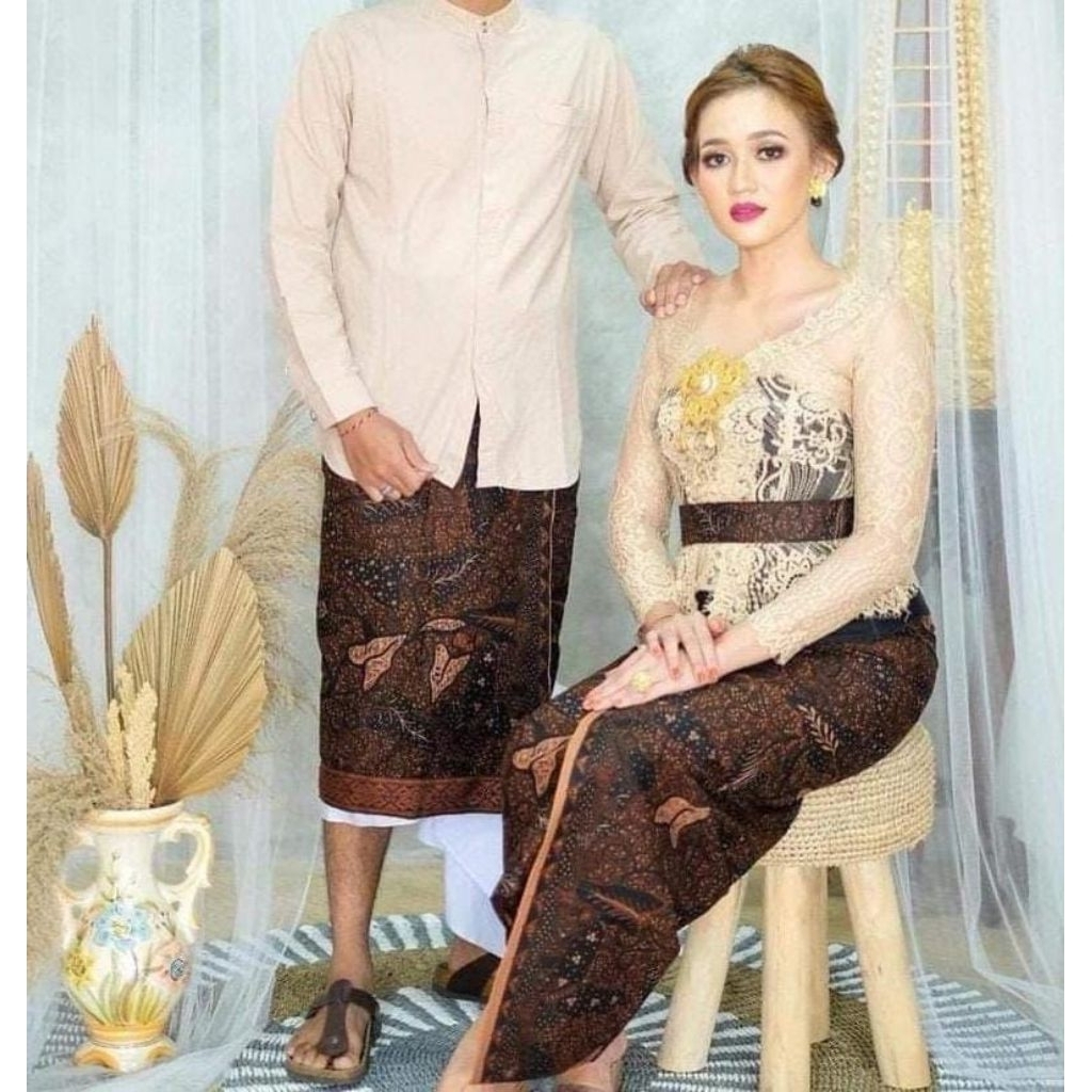 Set couple batik Bali | Kamen + Saput Bali + Udeng Bali | Seragam Nikahan