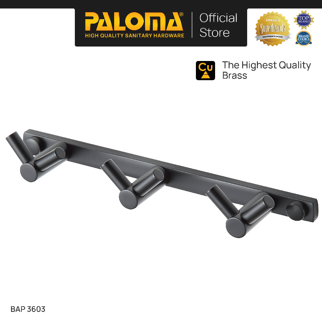 PALOMA BAP 3603 Kapstok Gantungan Handuk Baju Robe Hook Rak Hanger 6 Kait Wall Dinding Kamar Mandi B