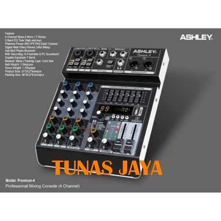 MIXER ASHLEY PREMIUM-4 MIXER ASHLEY PREMIUM4 ASHLEY PREMIUM 4 MIXER ASHLEY 4 CHANNEL BISA SOUNDCARD