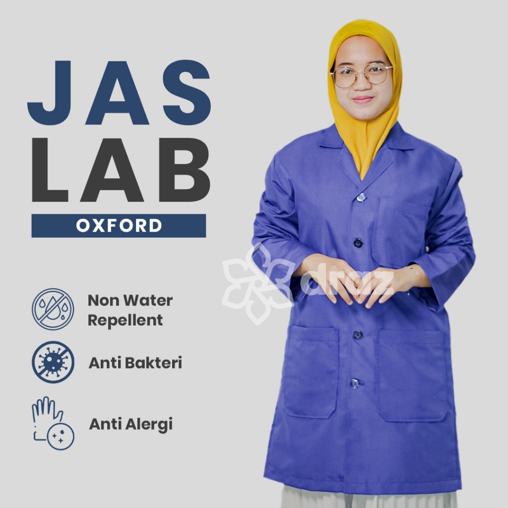 TOKODRAZ - Jas Lab Lengan Panjang Warna Biru Dongker Pria Wanita, Jas Laboratorium, Baju Praktek Lab