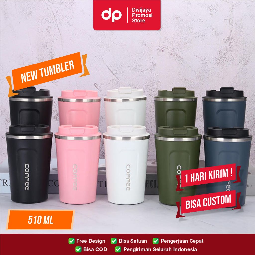 Mug Coffee 510 ml Tumbler kopi Portable Travel Cup Custom Laser Grafir