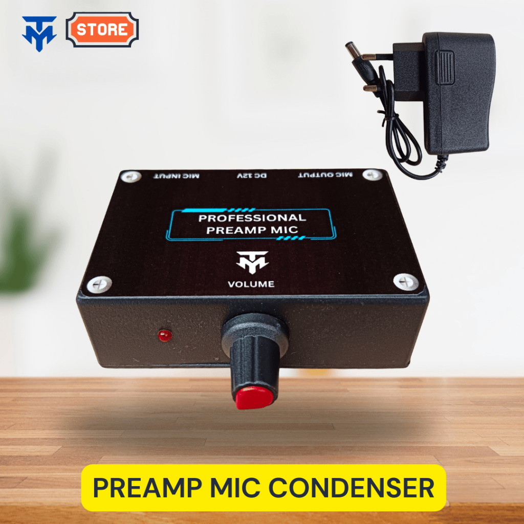 Penguat Mic Preamp Condenser Dinamic Memperkuat Sinyal Mic Jernih Stabil +adaptor