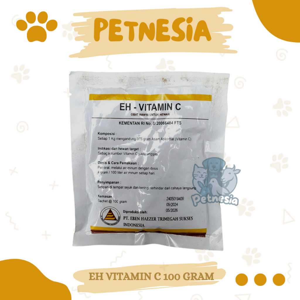 EH VITAMIN C 100 GRAM - Vitamin C Untuk Ternak Ayam Via Minum