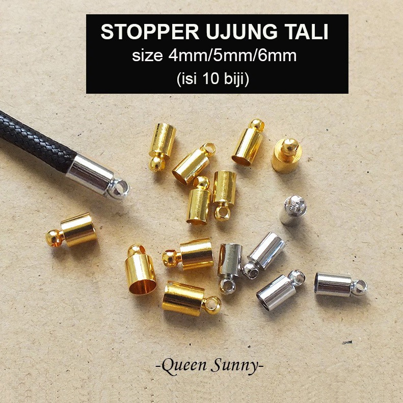 (isi 10 biji) Stopper Besi Ujung Tali size 4/5/6mm Belakang Tali Cangkang Tutup Clasp Kaitan