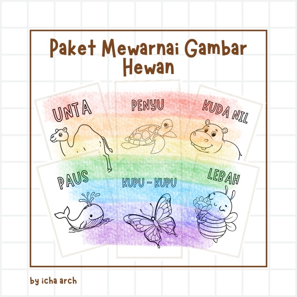 50 Lembar Mewarnai Gambar Hewan | Paket Mewarnai Gambar | Cocok Untuk Anak Paud TK SD