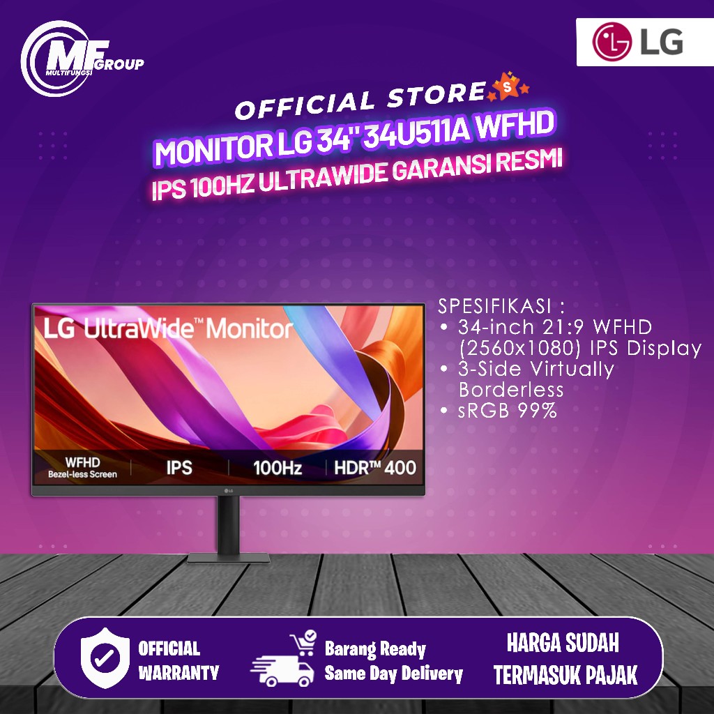 Monitor LG 34" 34U511A WFHD IPS 100Hz UltraWide Garansi Resmi