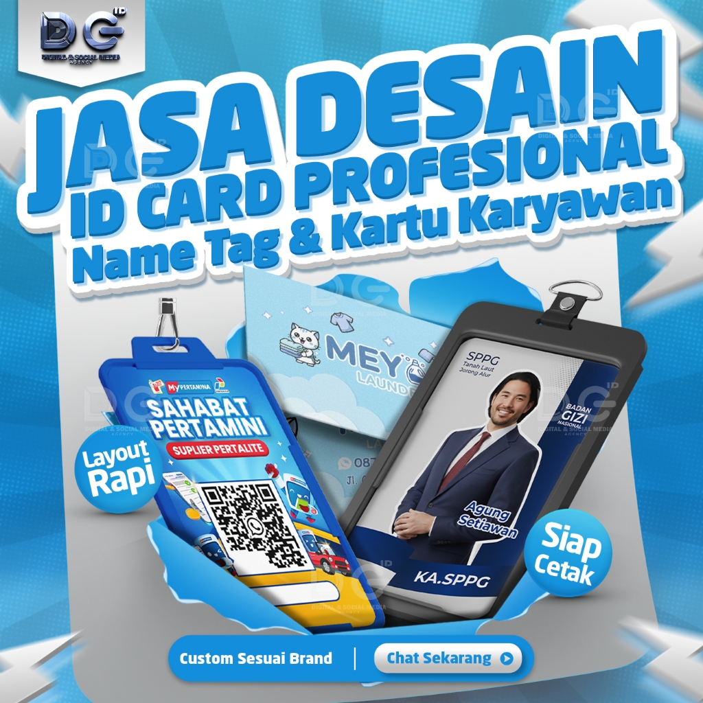 Jasa Desain ID Card & Name Tag | Kartu Karyawan | Siap Cetak