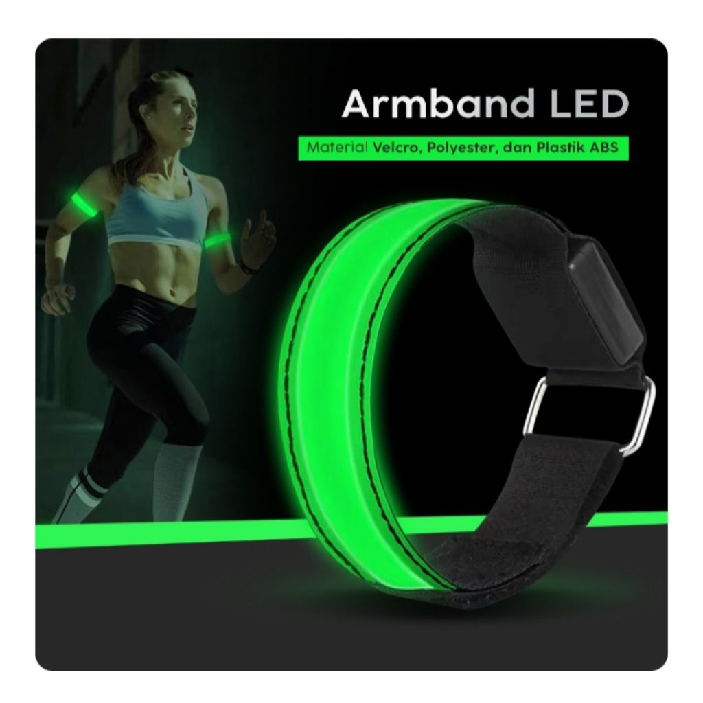 Sport armband wristband safety belt LED light / gelang running / gelang pertanda
