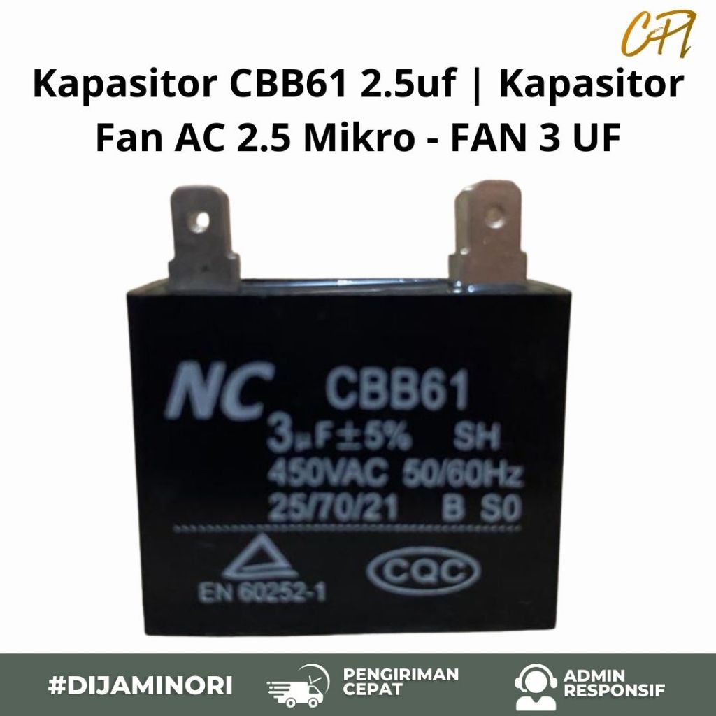 Kapasitor CBB61 2.5uf | Kapasitor Fan AC 2.5 Mikro - FAN 3 UF