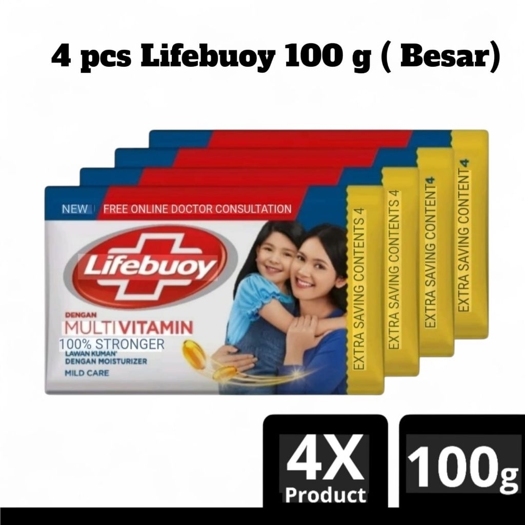4 Pcs Lifebuoy 100 g ( sabun batang besar)