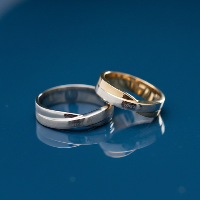 Yuke Jewelry - Cincin Kawin/Couple Bahan Perak - Emas - Palladium - Platinum Finishing Silver & Gold
