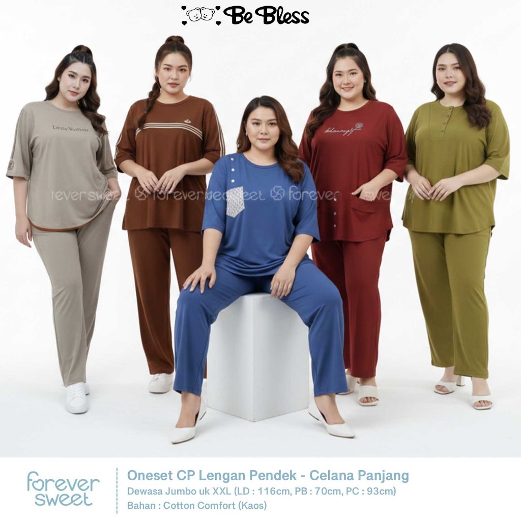 FOREVER SWEET | Oneset XXL CP Dewasa Jumbo Big Size fashion Baju Tidur babydoll Wanita Kaos Rumah