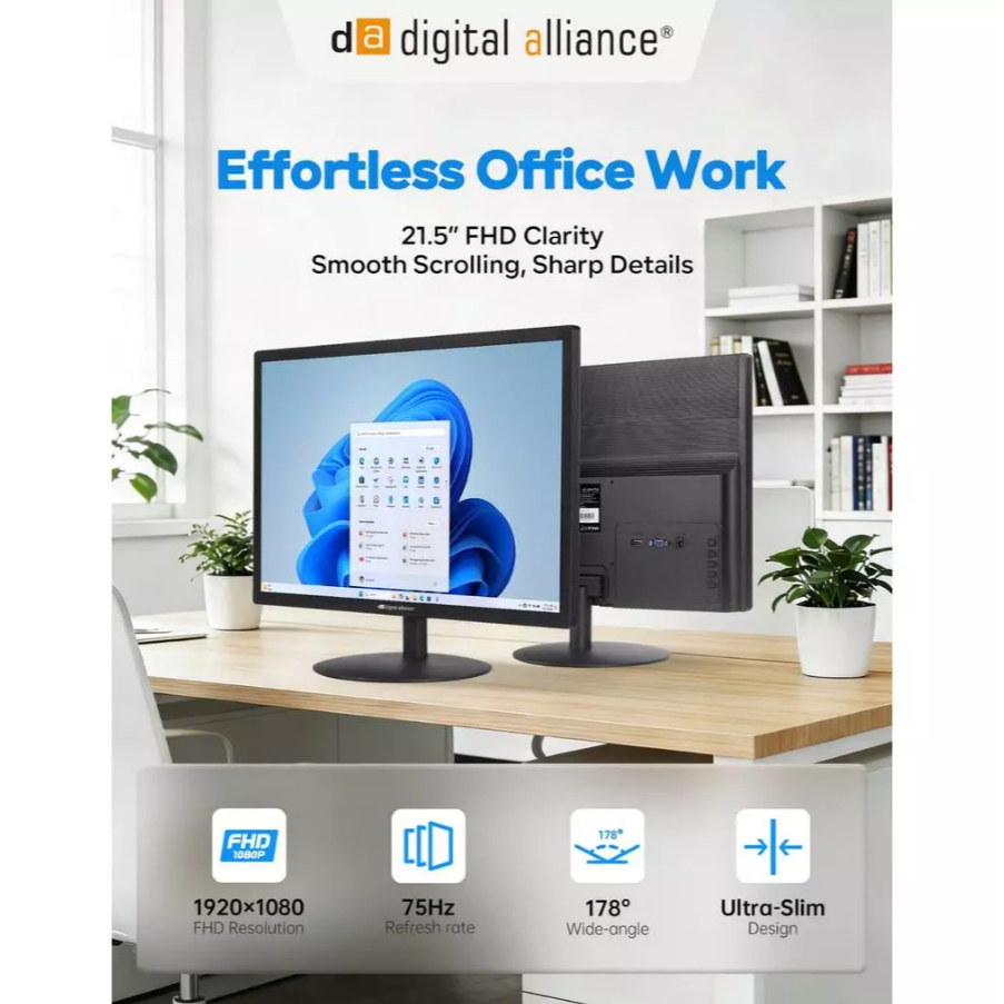 DIGITAL ALLIANCE MONITOR 19 INCH HD 900P 5MS 75HZ VGA HDMI DA19-BGS75T