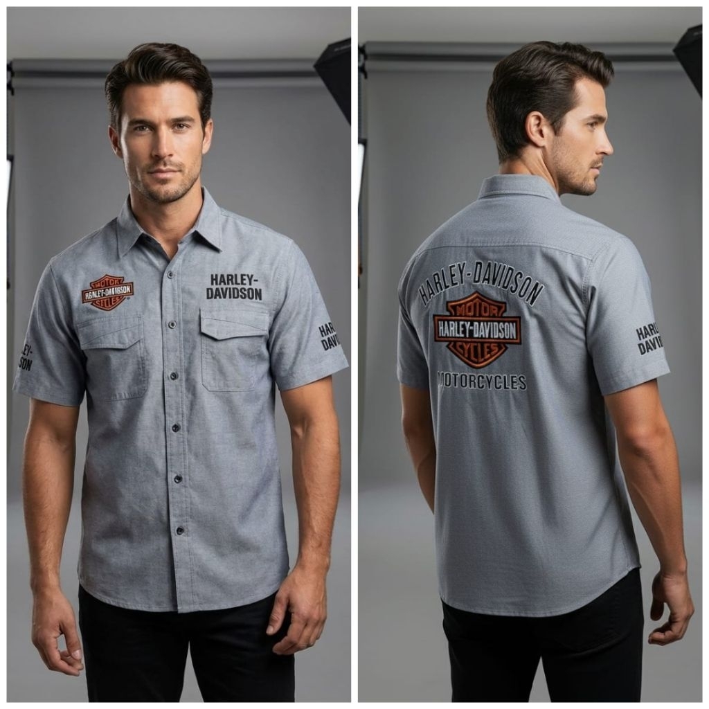 KEMEJA HARLEY-DAVIDSON BASIC - Bar and Shield - Denim - Bikers Apparel - Original - ART 1081