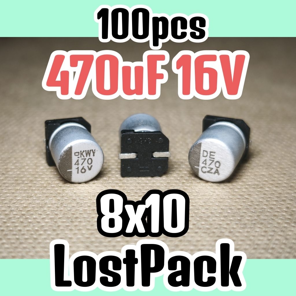100pcs Solid kapasitor capasitor elko elco SMD 16v 470uf 16v 470 uf 16 v 16 volt CZA 8x10 lostpack O