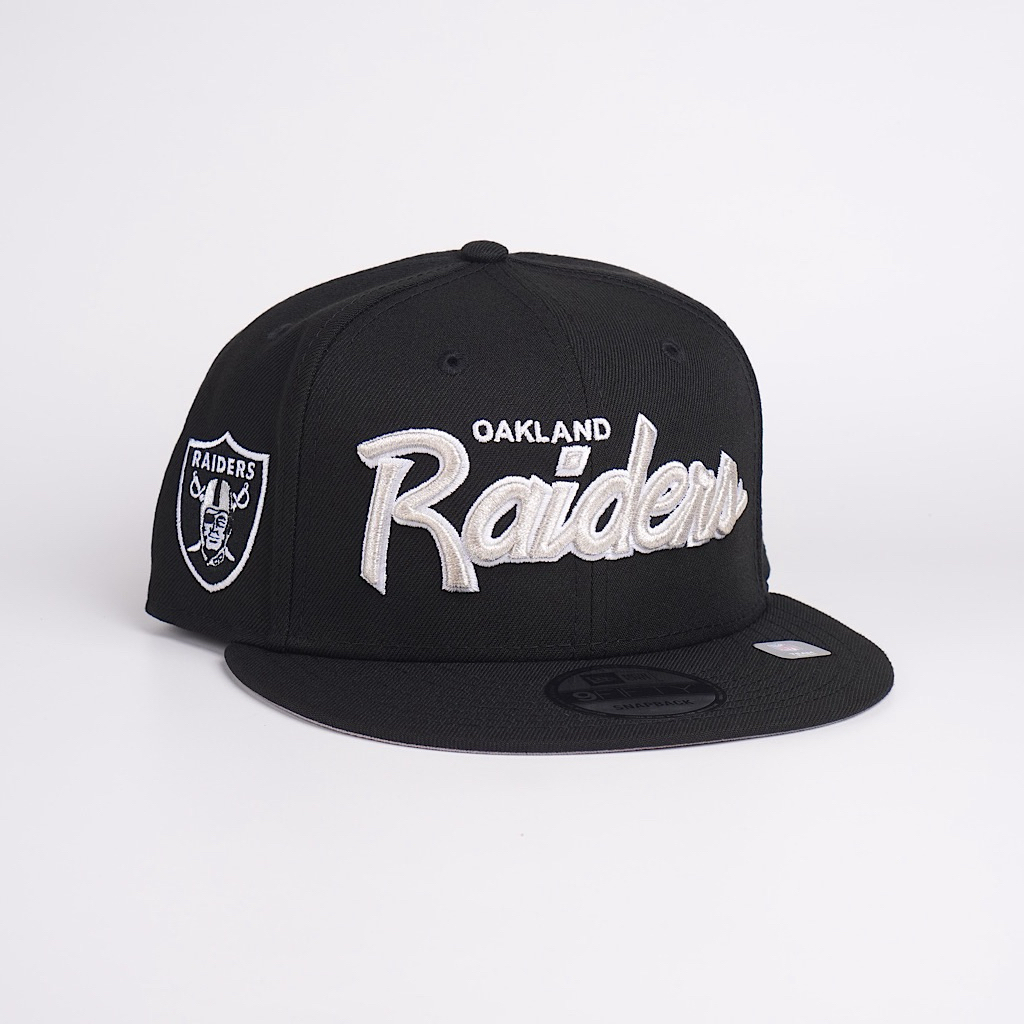topi new era original oakland raiders black script
