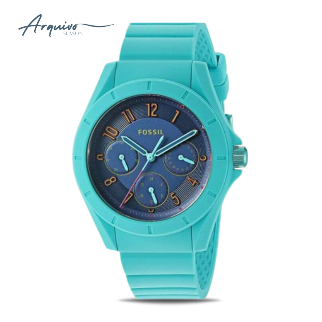 Jam Tangan Fossil Wanita Poptastic Chronograph Rubber Casual Elegant Original ES4068