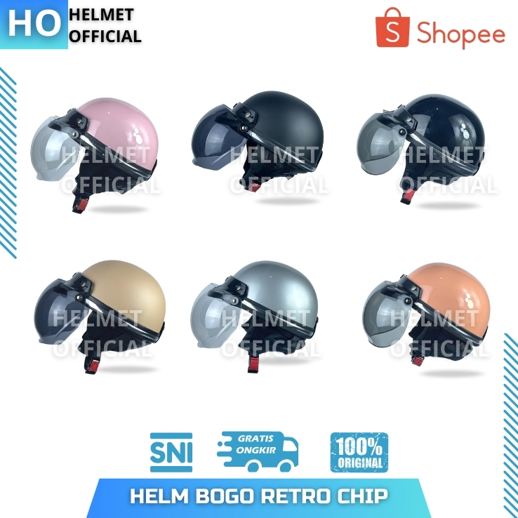HELM BOGO RETRO CHIP KACA CEMBUNG