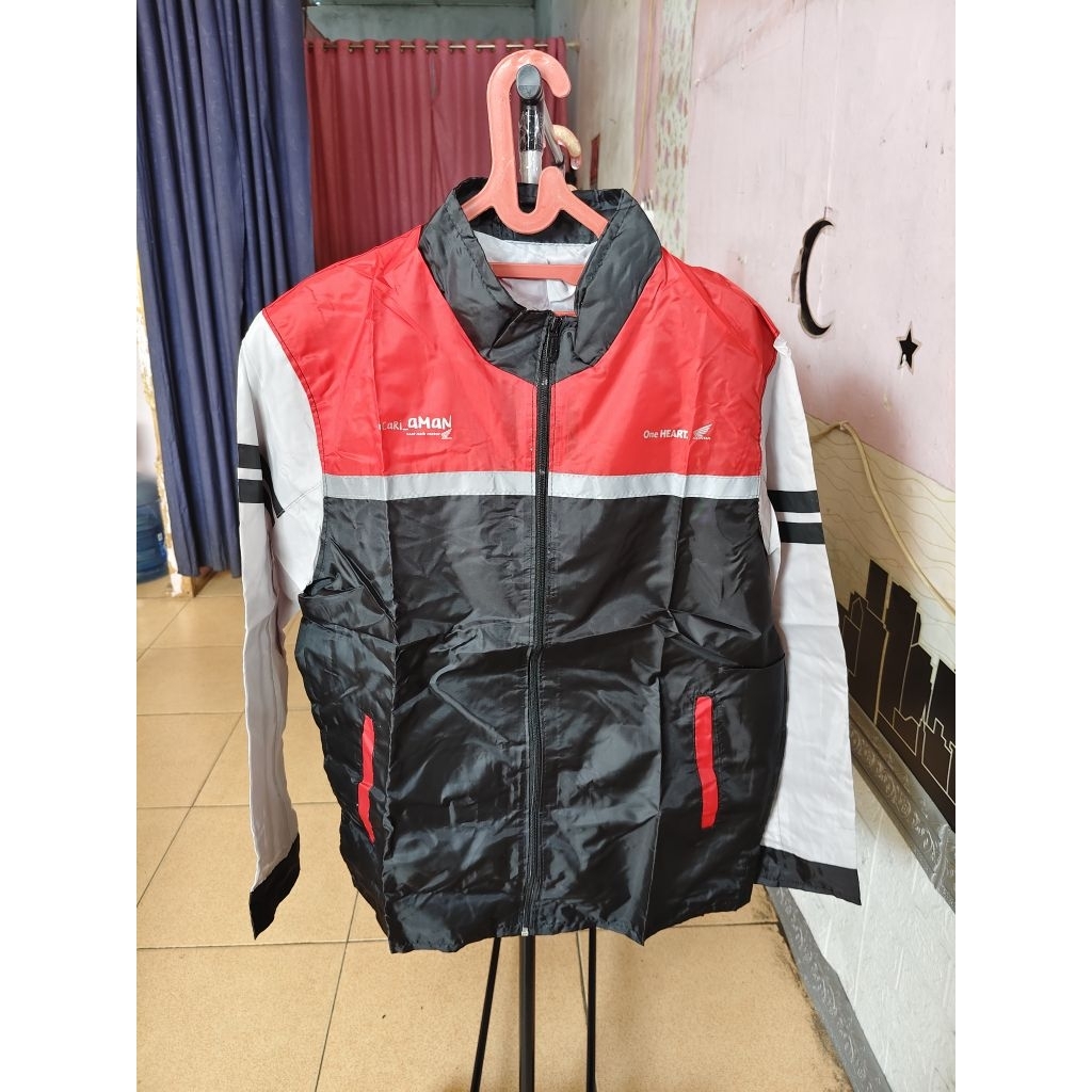 Jaket Parasut Motor Honda terbaru "Cari Aman" All Size