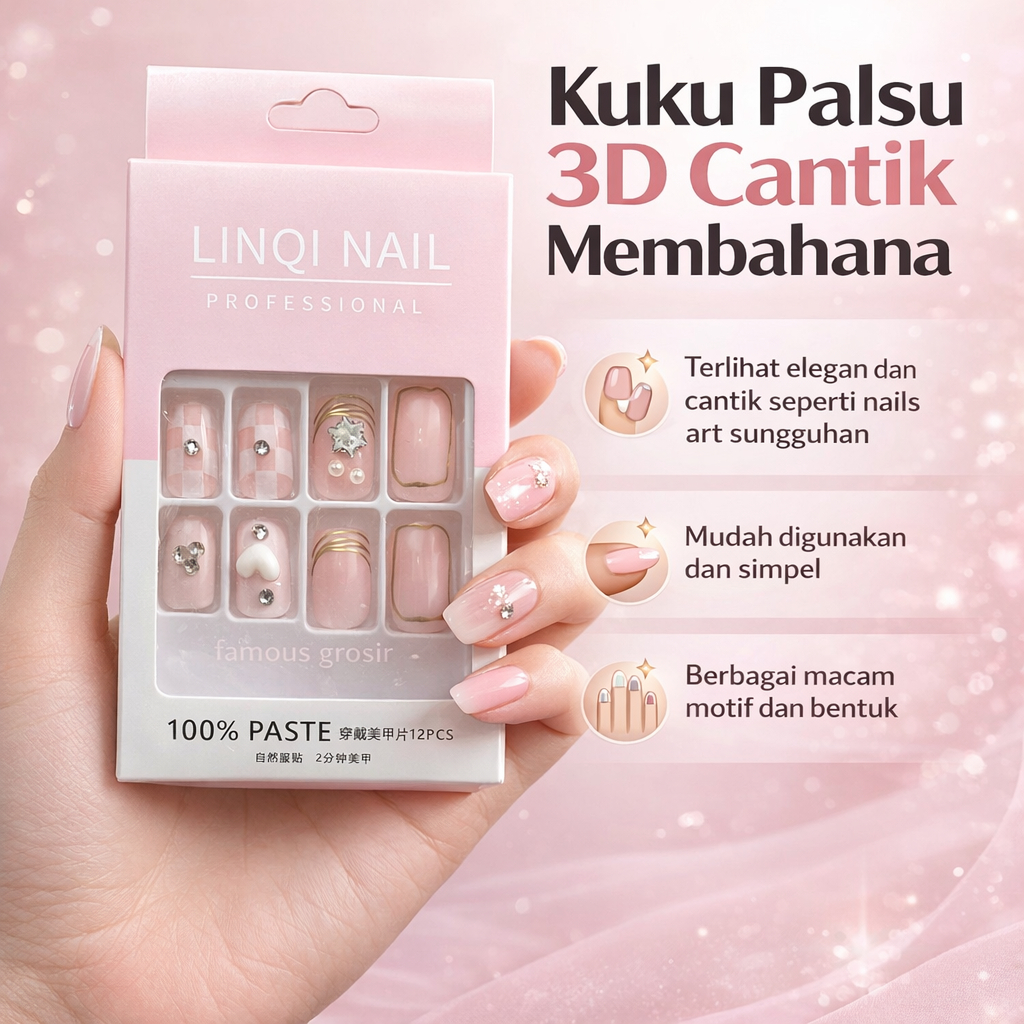Kuku Palsu 3D Nails Kuku Palsu Motif Lucu