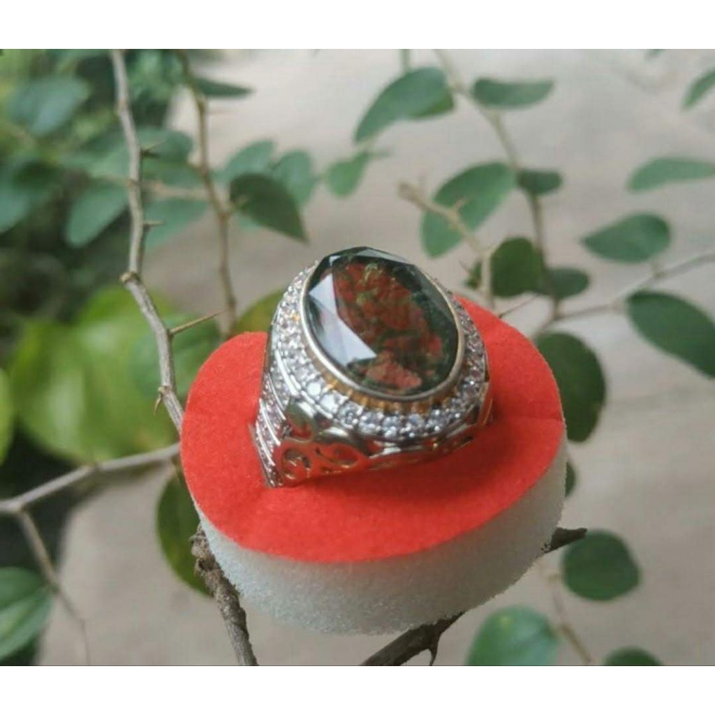 Cincin Batu Satam Hijau Moldavite Textite