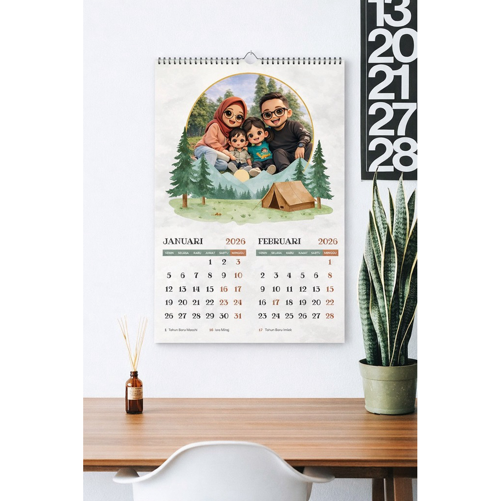 Kalender dinding custom foto animasi