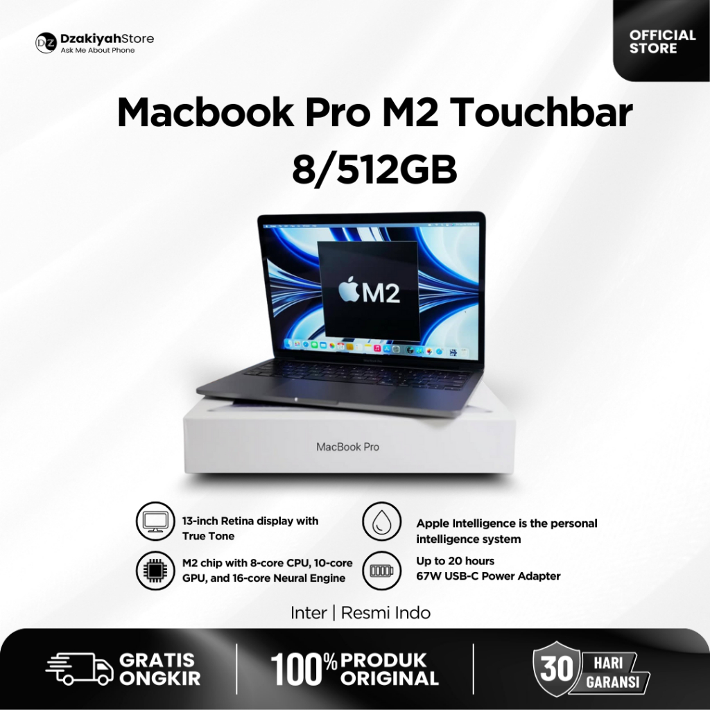 [DzakiyahStore] Macbook Pro M2 Touchbar 13 inch 8/512GB Second Lengkap Likenew *BERGARANSI*