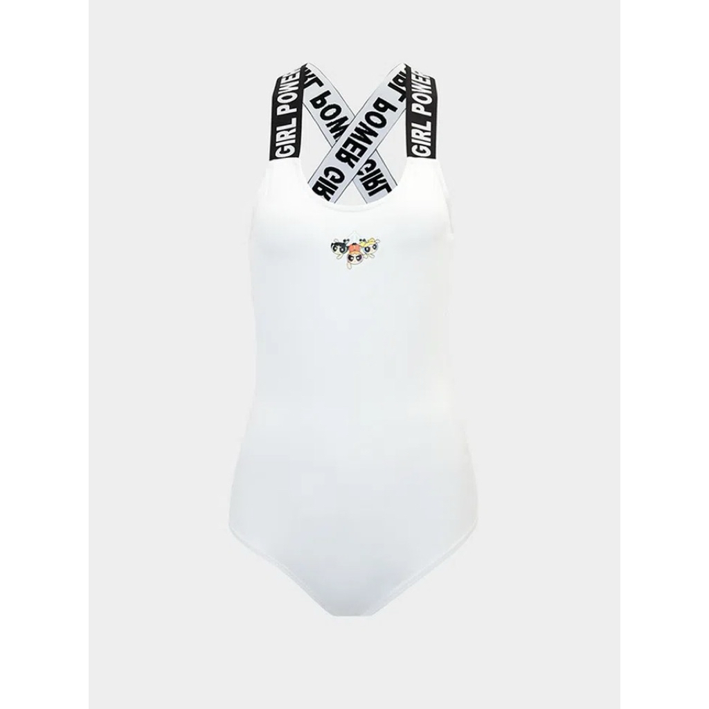 PRELOVED Pomelo X Powerpuffgirls PPG White Graphic Print Sleeveless Bodysuit Blouse Fashion Wanita