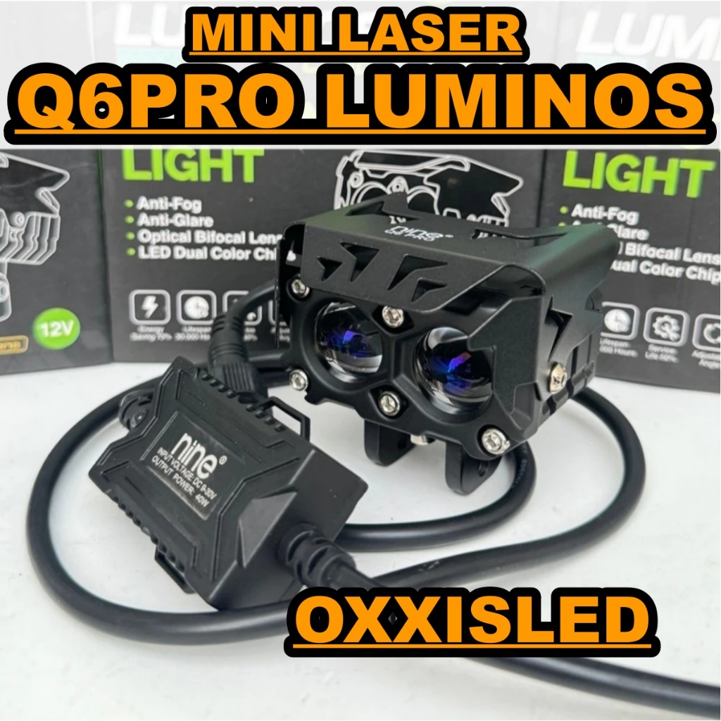 Lampu Tembak Sorot SQL 2 Mata LUMINOS Bluelens Devil Eye Q6 PRO Luminos Mini Laser Motor Mobil...