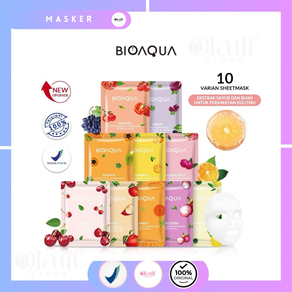 [GROSIR] BIOAQUA Sheet Mask 25 gr / ORIGINAL BPOM